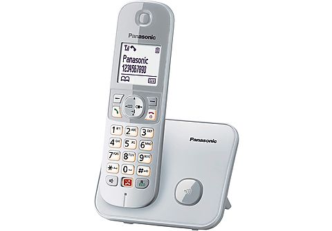 Teléfono - Panasonic KX-TG6851SP, Inalámbrico, Identificación de llamadas, No molestar, Plata + Base