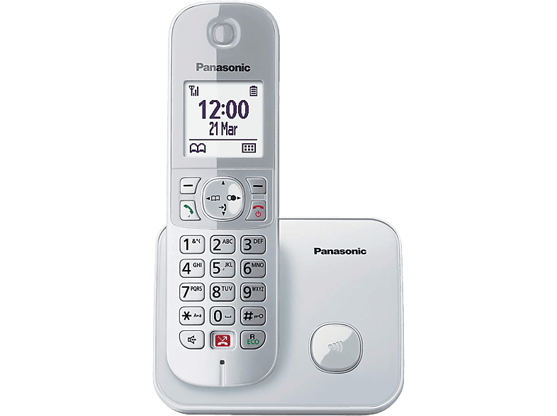 Teléfono  Panasonic KX-TG6851SP, Inalámbrico, Identificación de llamadas,  No molestar, Plata + Base