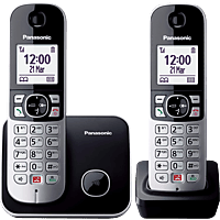 Teléfono | Panasonic KX-TG6852SP, Dúo, Inalámbrico, Identificación de llamadas, No Negro + Base