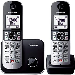 Teléfono - Panasonic KX-TG6852SP, Dúo, Inalámbrico, Identificación de llamadas, No molestar, Negro + Base
