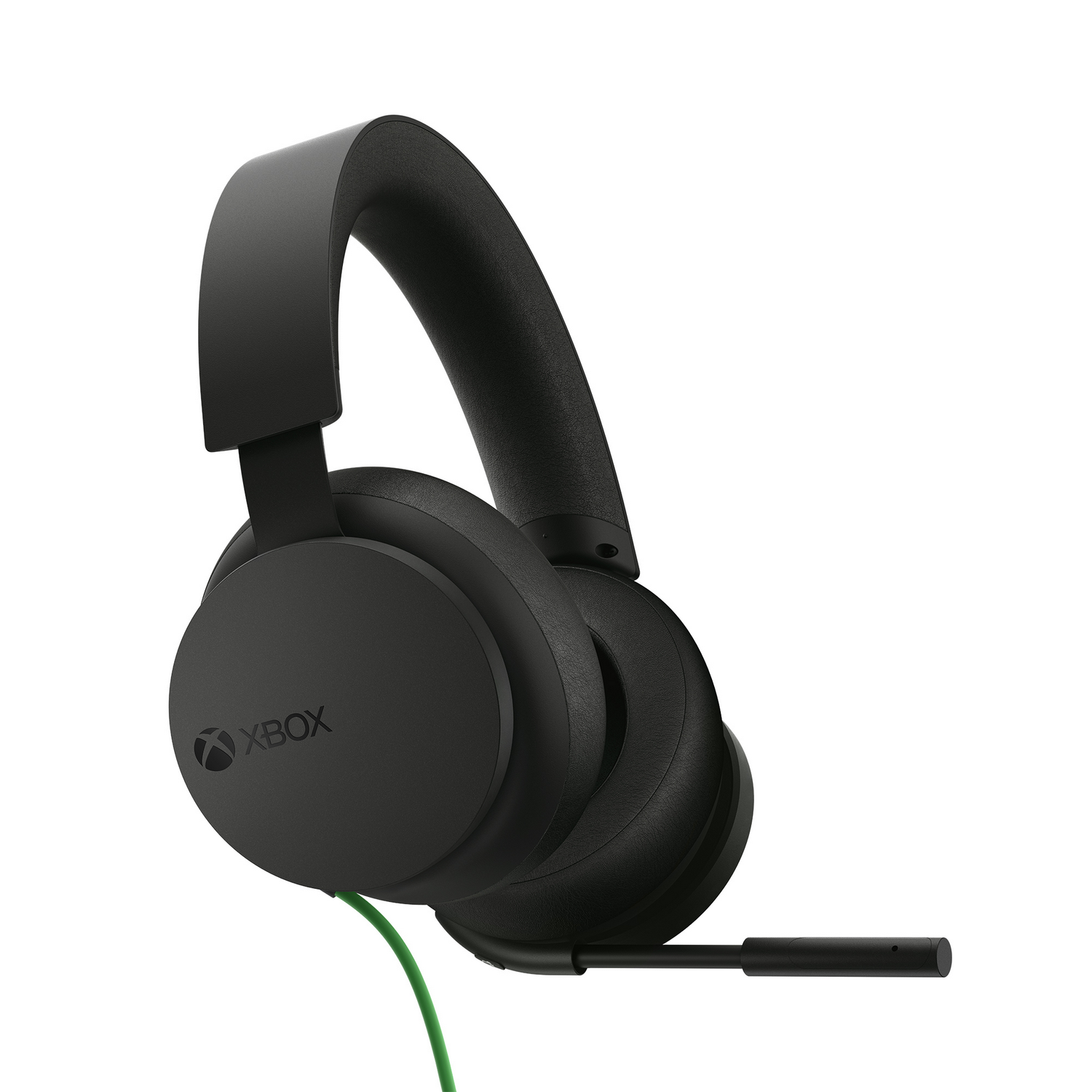 Auriculares gaming Microsoft 8LI-00002, vista lateral de diadema en color negro, con cable y conexión Jack 3,5 mm, diseño supraaural y micrófono integrado para uso multiplataforma.