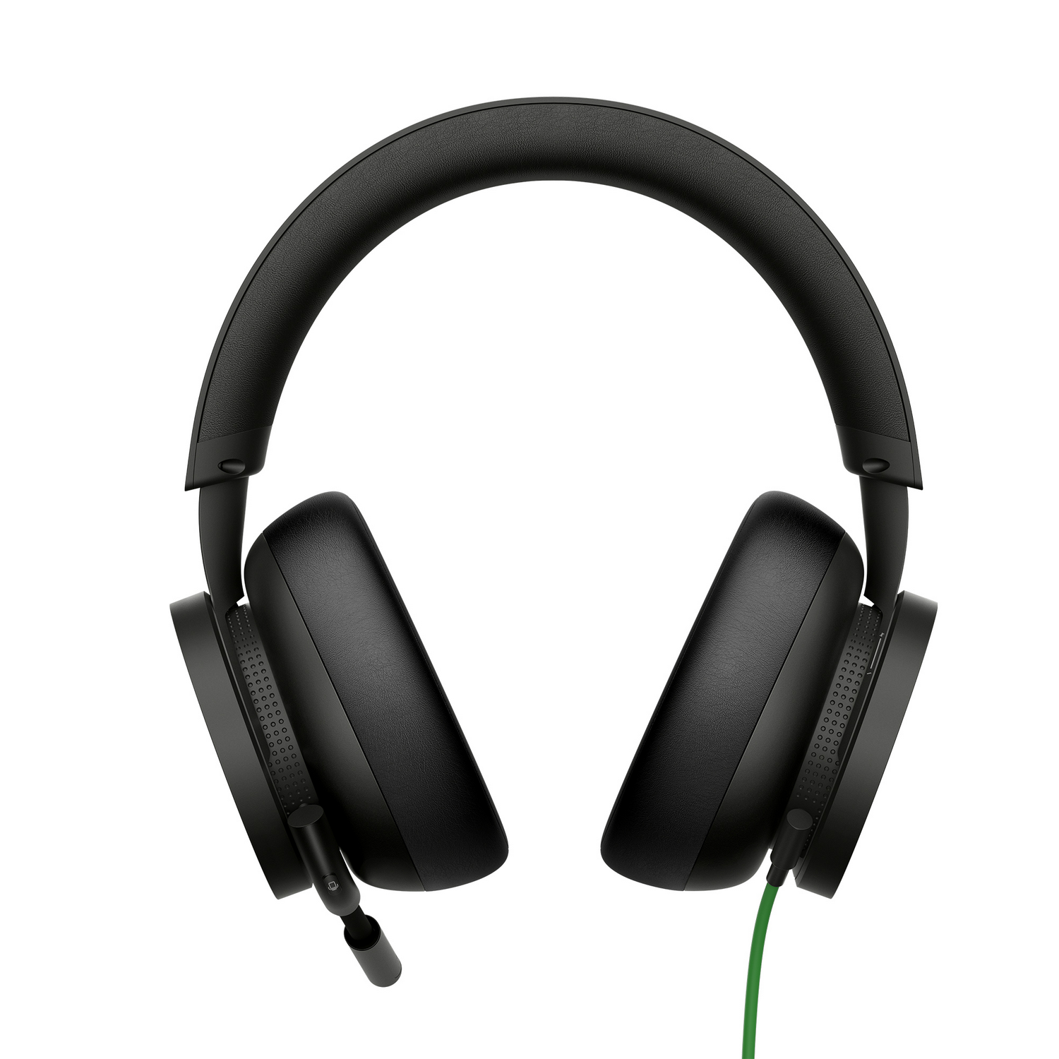 Auriculares negros con micrófono y cable verde. Estilo circumaural.