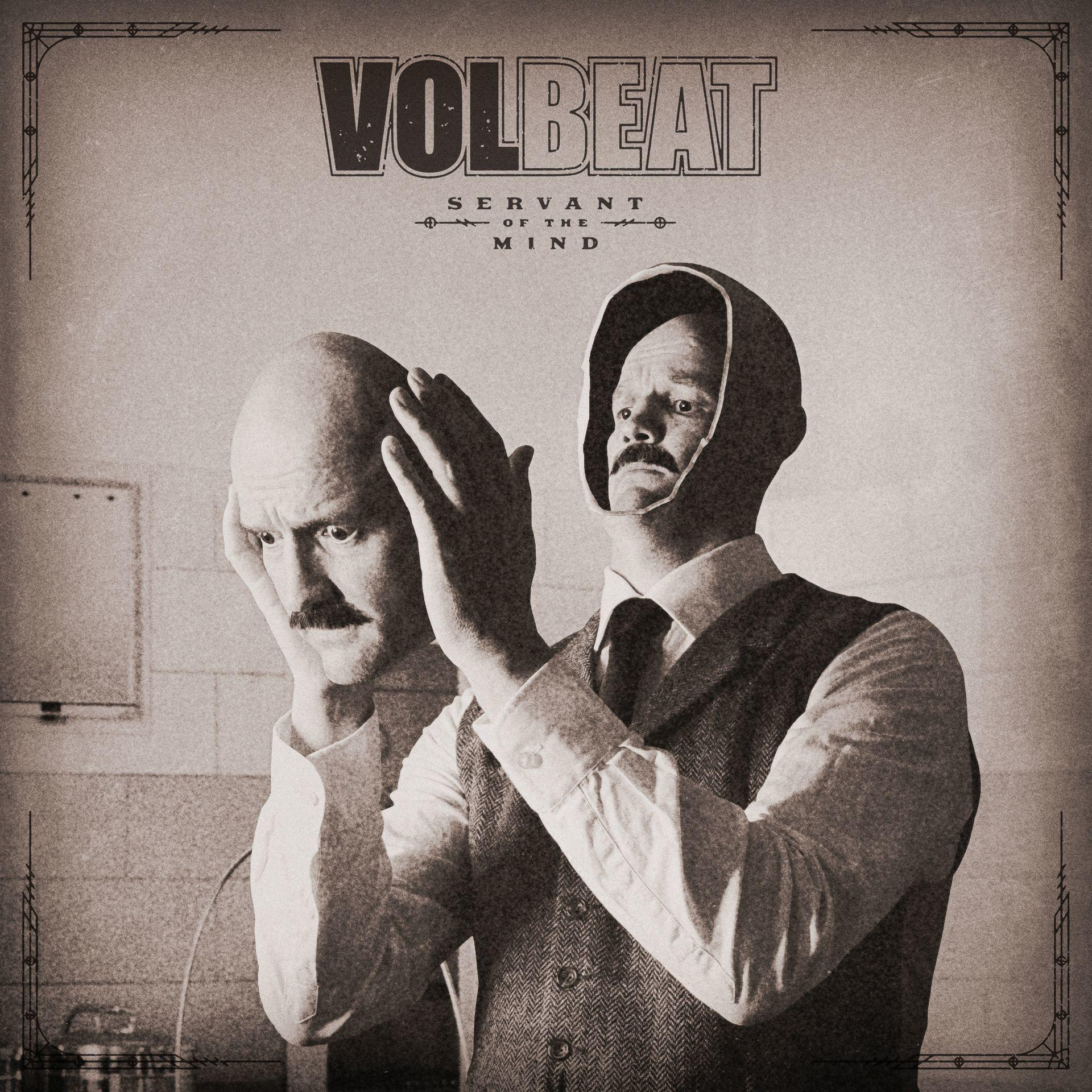 Albumcover-Artwork von Volbeats "Servant of the Mind" mit dem Bild des Bandmitglieds.