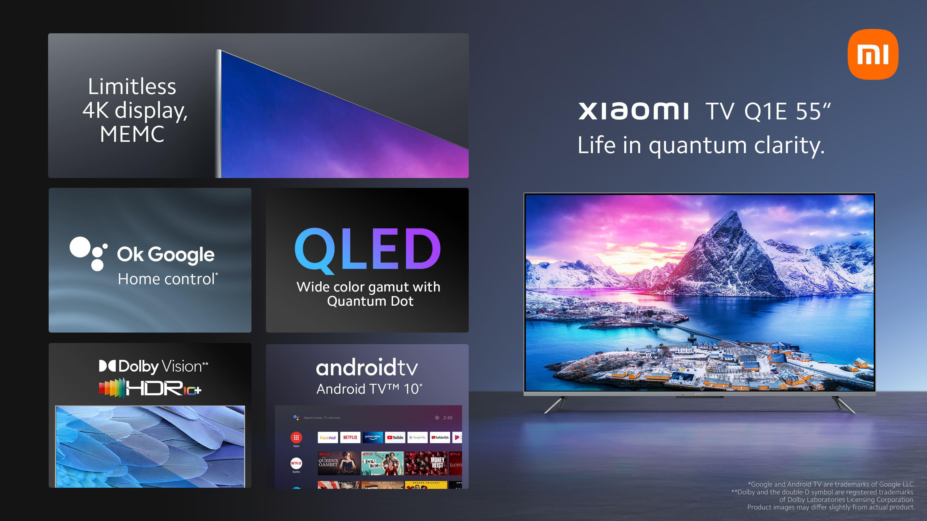 XIAOMI TV SMART QLED QLED / (Flat, Zoll cm, 4K, Q1E 10) TV™ Android TV, 55\