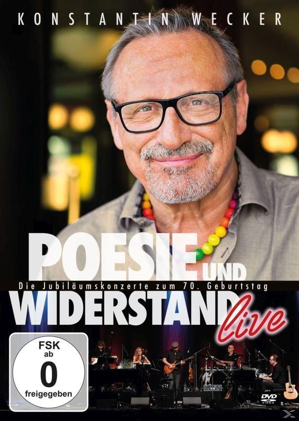 DVD-Cover mit Konstantin Wecker und Text. Eine Live-Performance mit Konzertbühne im Hintergrund.