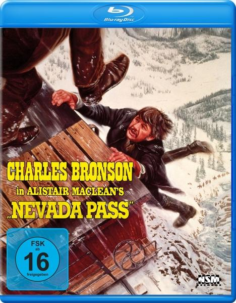Filmcover mit Charles Bronson in einer verschneiten Szene, dem Titel "Nevada Pass".