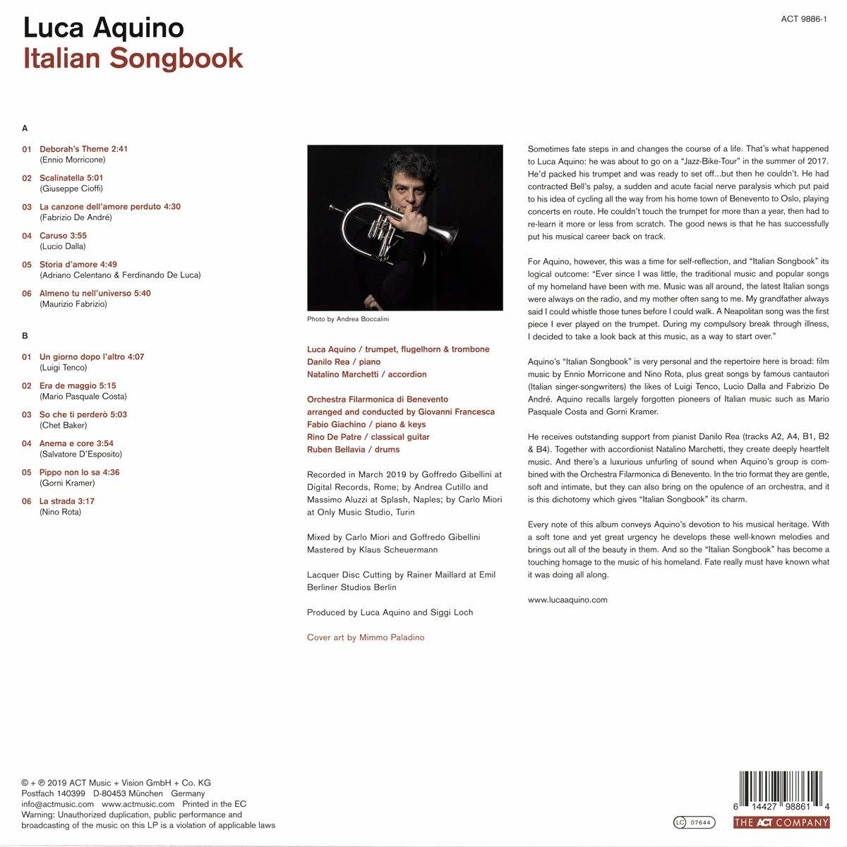 Noten für 'Luca Aquino Italian Songbook' mit Text, Bild und Noten.