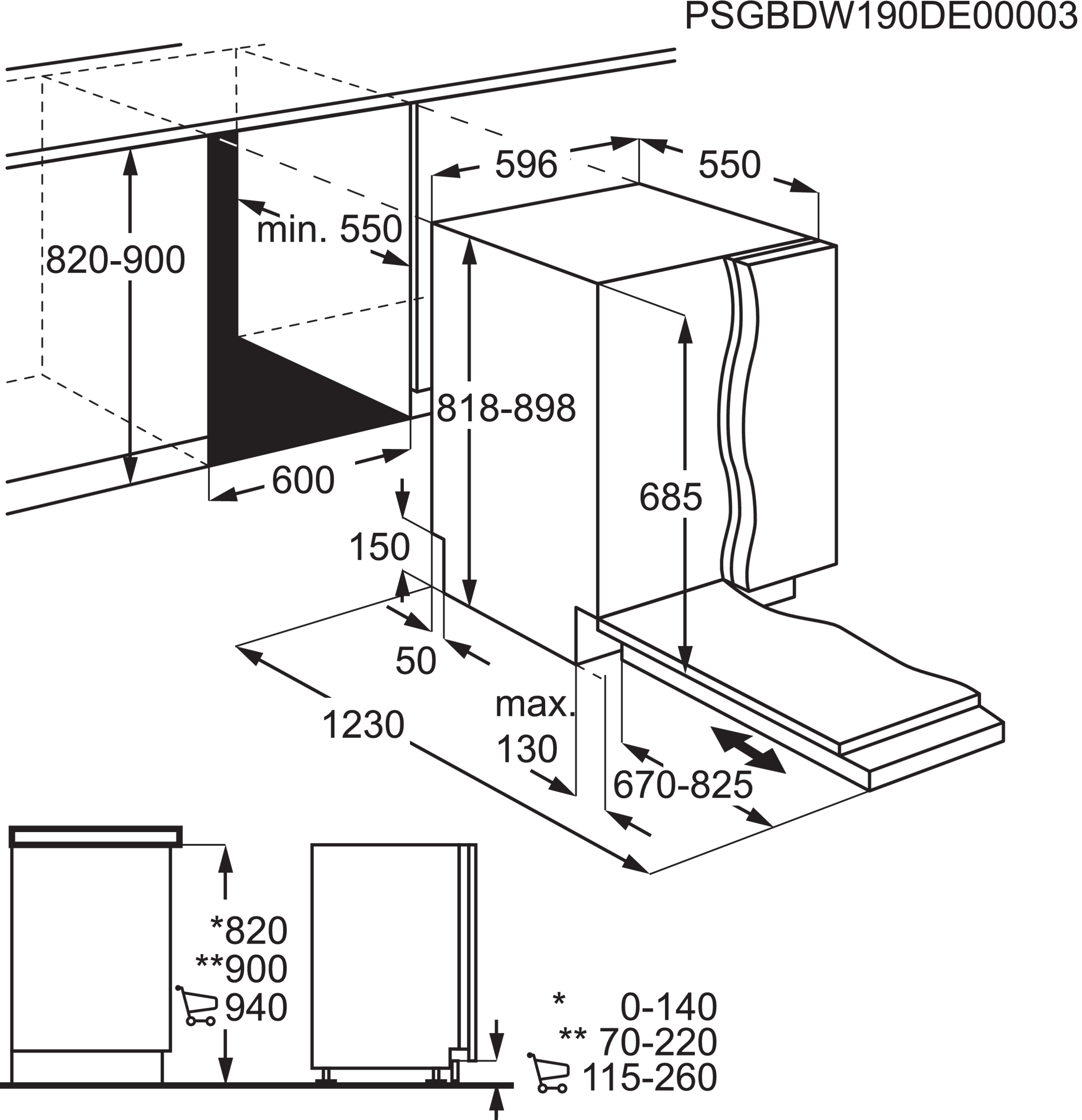 AEG FSK83828P Geschirrspüler (vollintegrierbar, 596 mm breit, 44 dB (A), D)