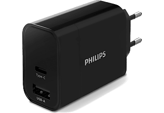 PHILIPS DLP2621 1 USB-A & 1 USB-C Şarj Adaptörü Siyah