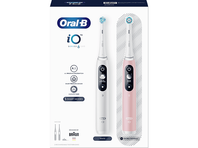 ORAL-B iO 6 Wit en Roze Elektrische Tandenborstels Duo Pack