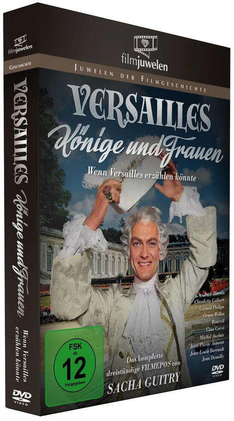 DVD-Box mit Mann in historischer Kleidung. Titel: Versailles. Gebäude im Hintergrund.