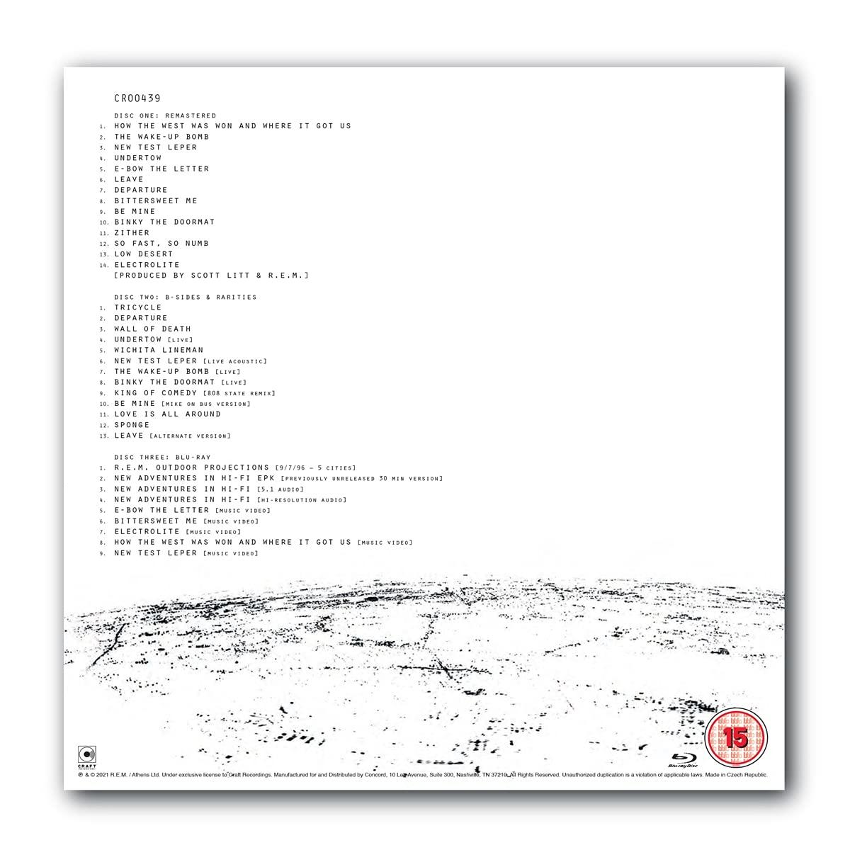CD-hoes met tracklist en een wereldkaartafbeelding.