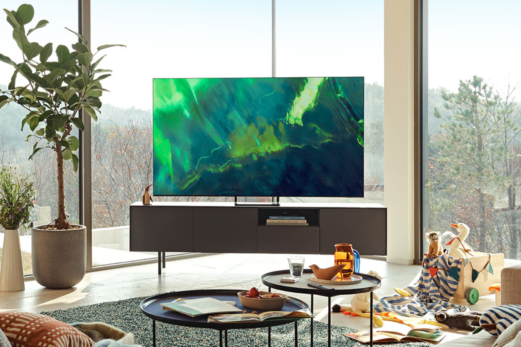 TV QLED 55" - Samsung 55Q70AATXXC, UHD 4K, Quantum 4K, Smart TV, HDR10+, Tizen, Quantum Dot, Negro