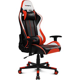 Silla gaming - Drift DR175, 2D (regulable en altura y anchura), Poliuretano, 150kg, Giratorio, Negro y Rojo