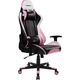 Silla gaming - Drift DR175, 2D (regulable en altura y anchura), Poliuretano, 150kg, Giratorio, Negro y Rosa