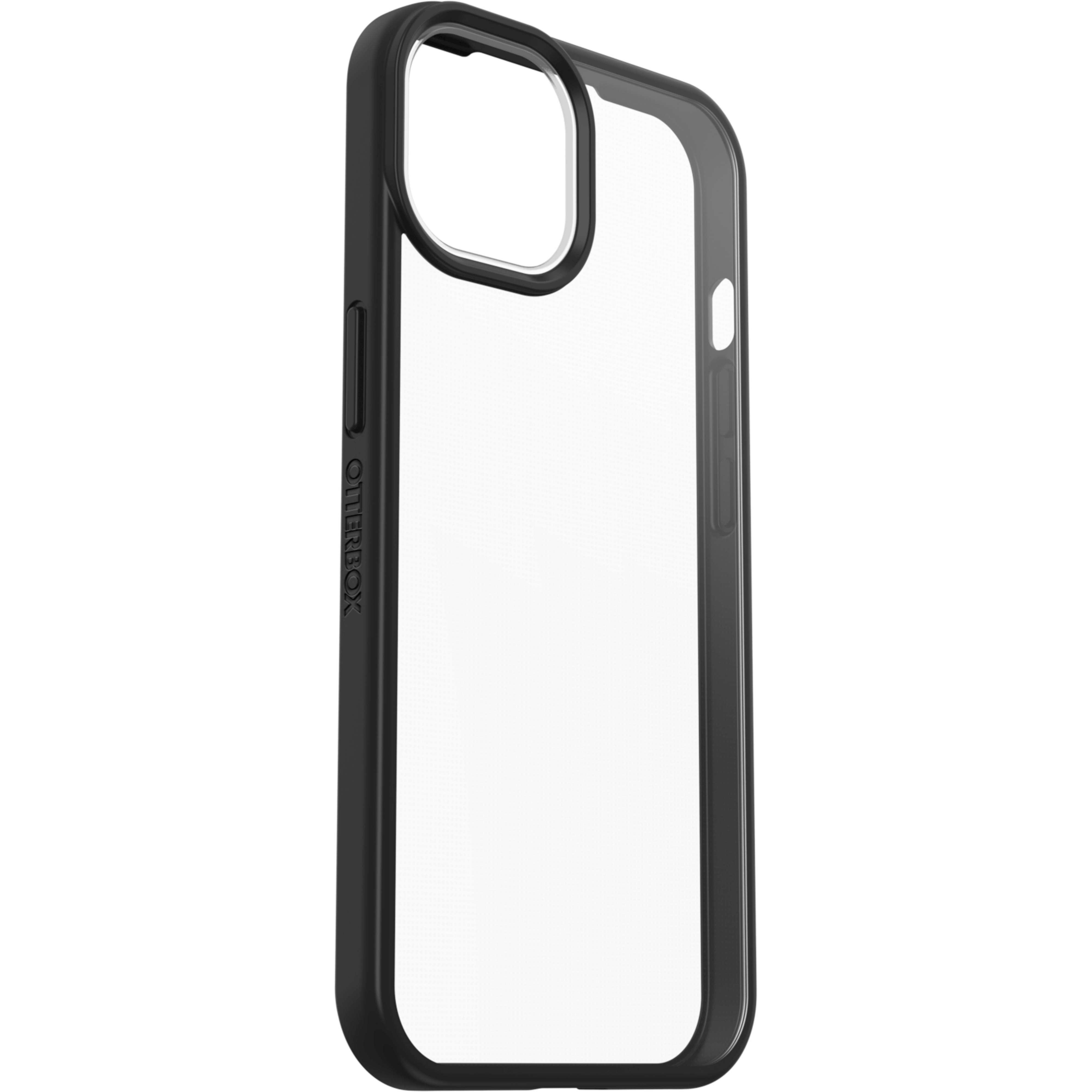 Transparente Otterbox-Handyhülle, zeigt Telefonumriss, schwarzer Rahmen, weißer Hintergrund.