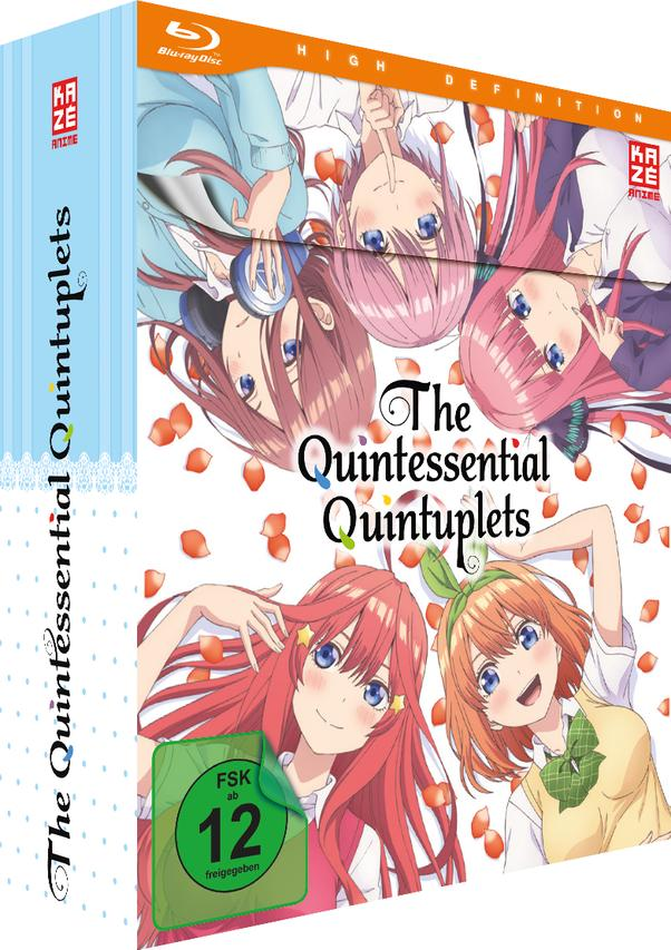 The Quintessential Quintuplets Blu-ray-Box-Set. Das Cover zeigt fünf Anime-Mädchen mit verschiedenen Haarfarben.