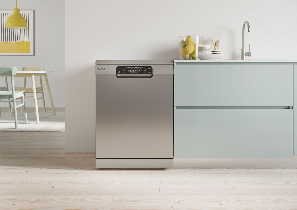 Lavavajillas - Candy Brava CDPMN 4S622PX/E, 16 servicios, 12 programas, 60cm ancho, WIFI, 3a bandeja, Inox