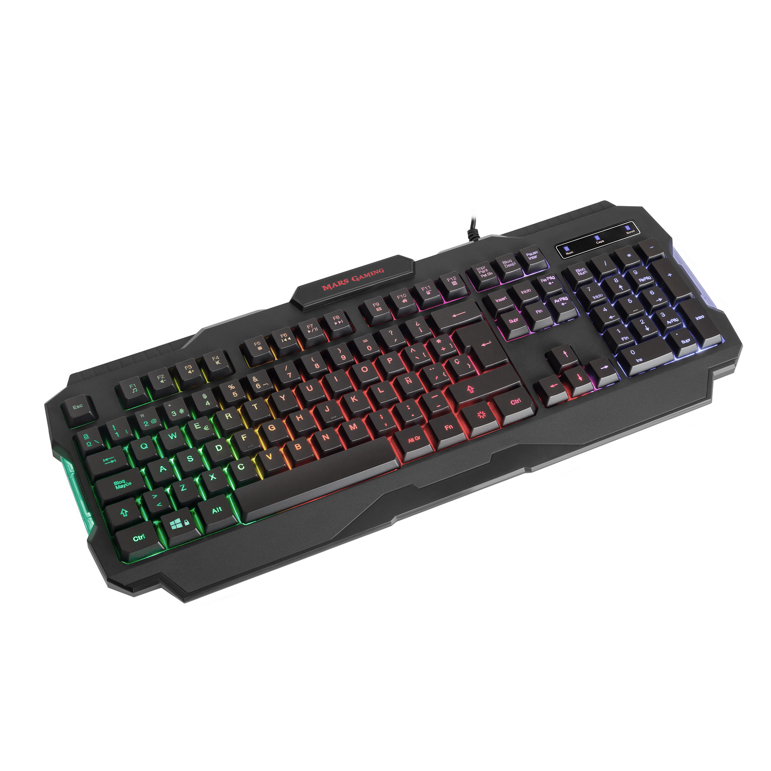 Teclado gaming - Mars Gaming MRK0, Iluminación RGB, ABS , Negro