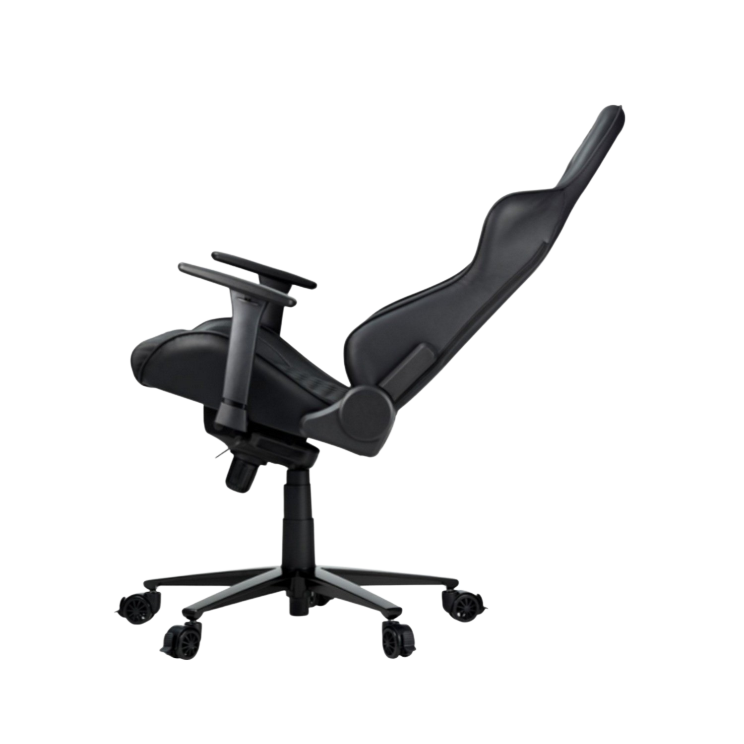 Silla gaming - HyperX Jet Black, Inclinación de 135 grados, Elevador de gas, Tapicería de cuero PU, Negro