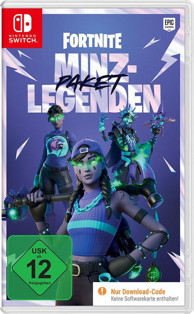 Fortnite Nintendo Switch Spielhülle mit stilisierten Charakteren und USK 12.