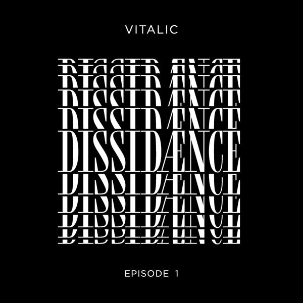 Pochette d'album avec le mot DISSIDANCE répété verticalement, en noir et blanc.