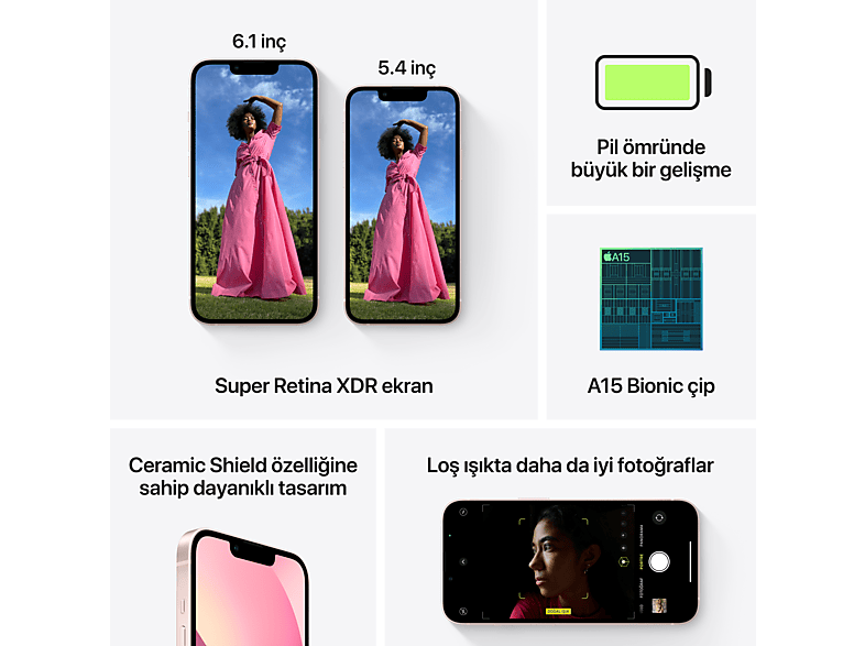 APPLE iPhone 13 512 GB Akıllı Telefon Pembe MLQE3TU/A Fiyat