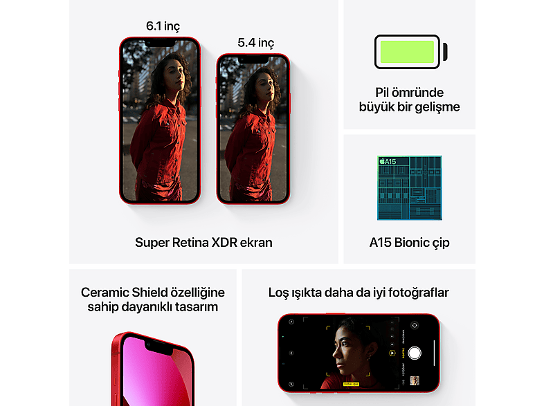 APPLE iPhone 13 Mini 256 GB Akıllı Telefon Kırmızı Fiyat & Özellik