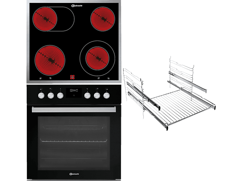 BAUKNECHT HEKO BLACK 500 P, Einbauherdset (Elektro-Kochfeld herdgebunden, A+, 65 l)