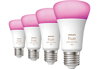 PHILIPS HUE Bluetooth Ledlamp wit en gekleurd licht 4-pack E27 (32840200)