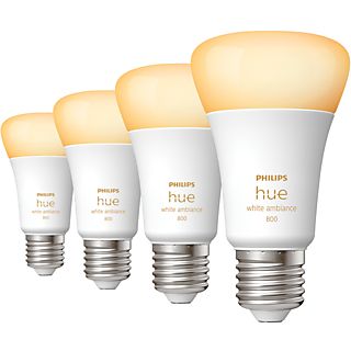 PHILIPS HUE Ampoule Smart White Ambiance E27 9 W - 4 pièces (32828000)