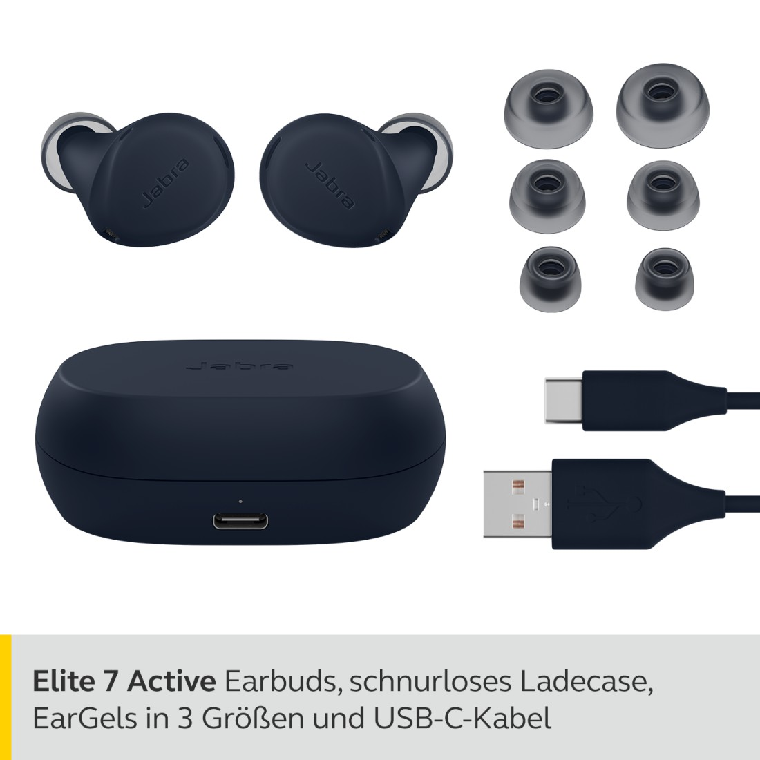 JABRA ELITE 7 ACTIVE, mit anpassbarem ANC, In-ear Kopfhörer Bluetooth Navy