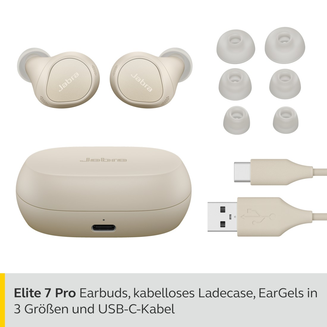 JABRA Elite 7 Pro, mit anpassbarem ANC, In-ear Kopfhörer Bluetooth Gold/Beige
