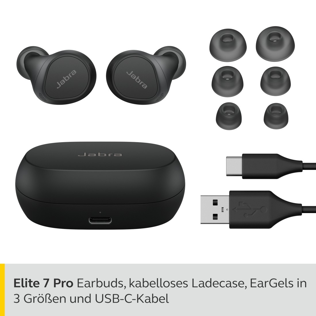 JABRA Bluetooth In-ear Elite Pro, Kopfhörer 7 Schwarz ANC, mit anpassbarem