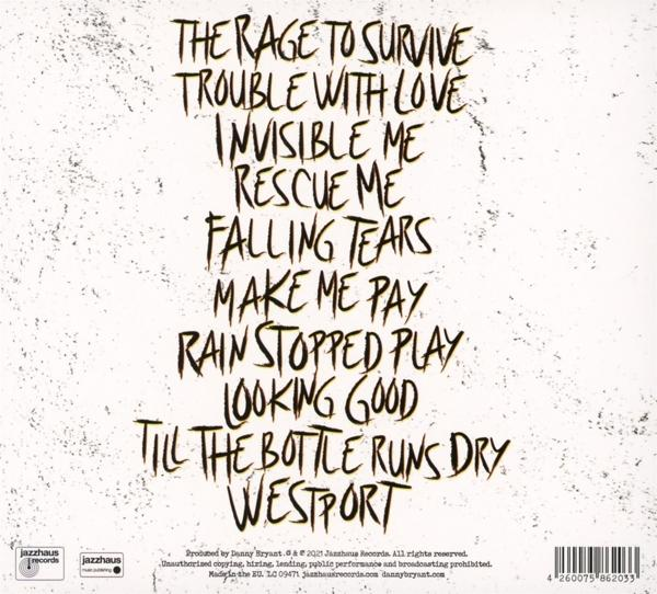 Album-Rückseite mit Titeln. Weißer Hintergrund.