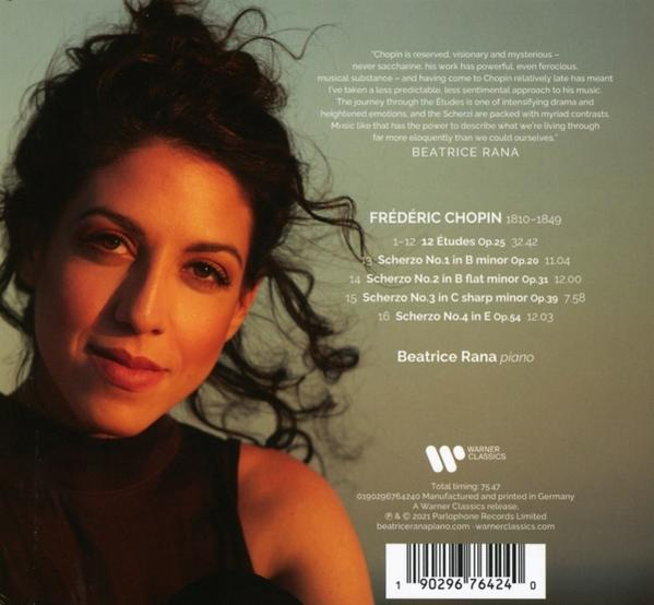 Albumcover: Das Gesicht einer Frau mit ernstem Ausdruck. Der Text erwähnt Chopin und den Inhalt des Albums.