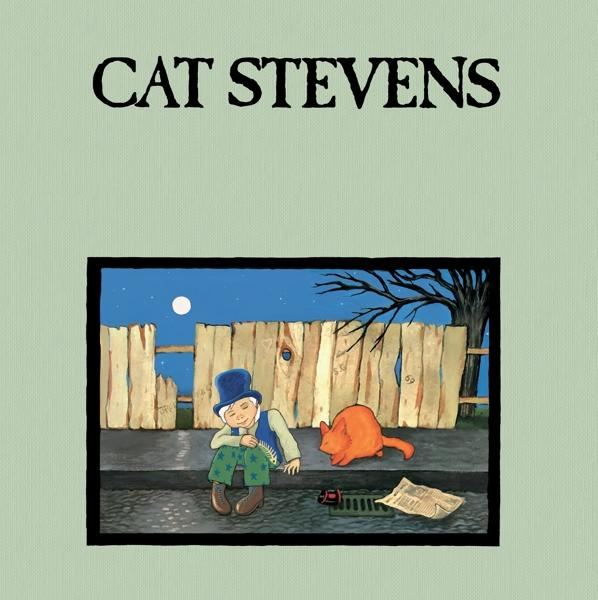 Cat Stevens Albumcover. Illustration eines Jungen, einer Katze und eines Zauns bei Nacht.