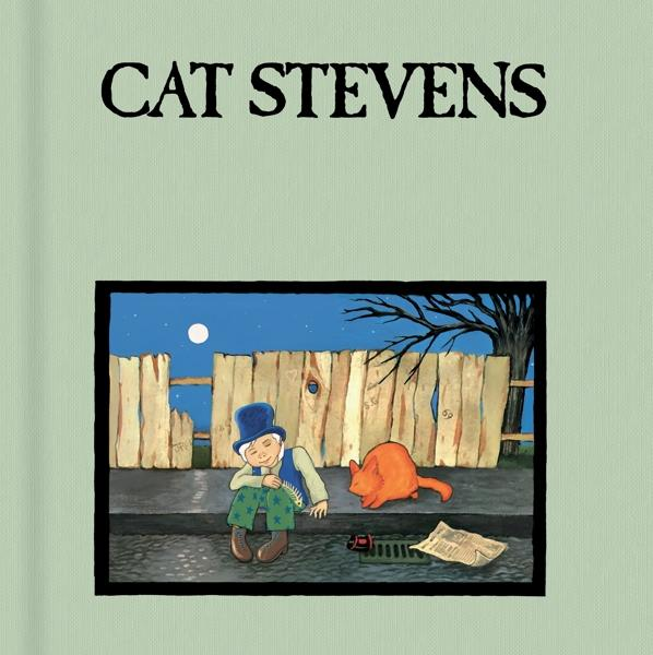 Pochette d'album de Cat Stevens. Un garçon et un chat assis devant une clôture sous un ciel nocturne.