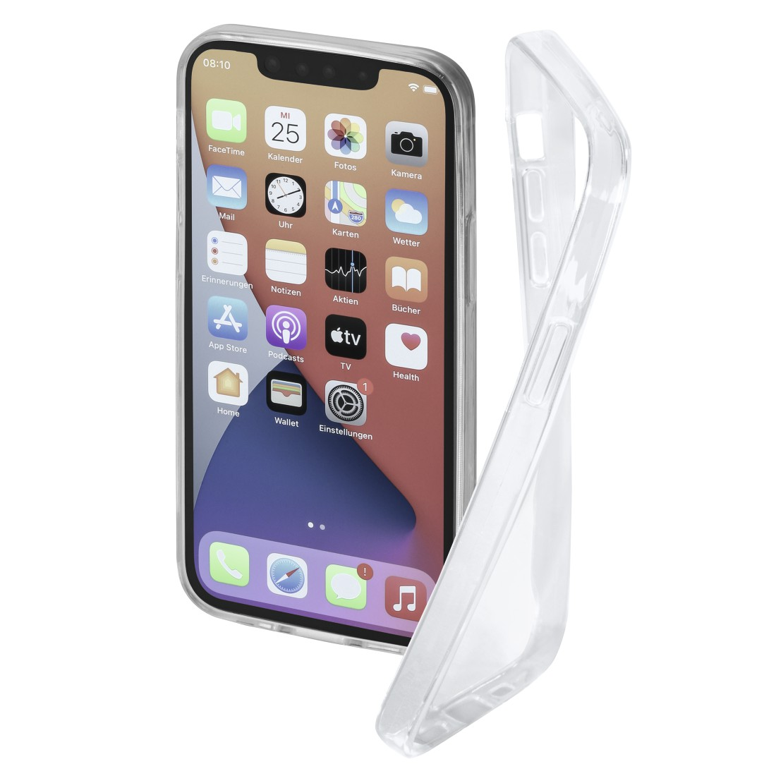 Ein iPhone mit einer durchsichtigen Hülle neben einer anderen Hülle.