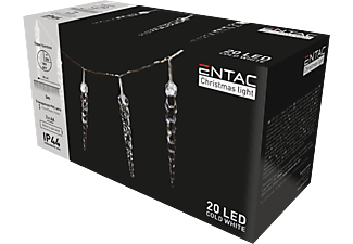 ENTAC Karácsonyi IP44 20 LED, műanyag 11cm jégcsapfüzér, hideg fehér, 3m (ECL-I20CW11)