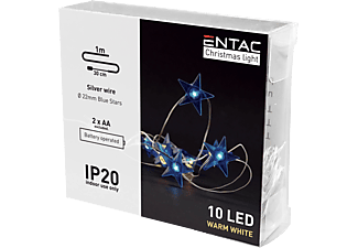 ENTAC Karácsonyi beltéri füzér, kék csillag, 10 LED, meleg fehér, 1m (2x AA) (ECL-BS-10WW)