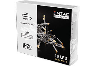 ENTAC Karácsonyi beltéri füzér 10 LED, meleg fehér, 1m (2x AA) (ECL-10WW)