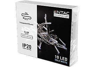 ENTAC Karácsonyi beltéri füzér 10 LED, hideg fehér, 1m (2x AA) (ECL-10CW)