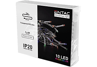 ENTAC Karácsonyi beltéri füzér 10 LED, színes, 1m (2x AA) (ECL-10MC)
