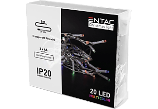 ENTAC Karácsonyi beltéri füzér 20 LED, színes, 2m (3x AA) (ECL-20MC)