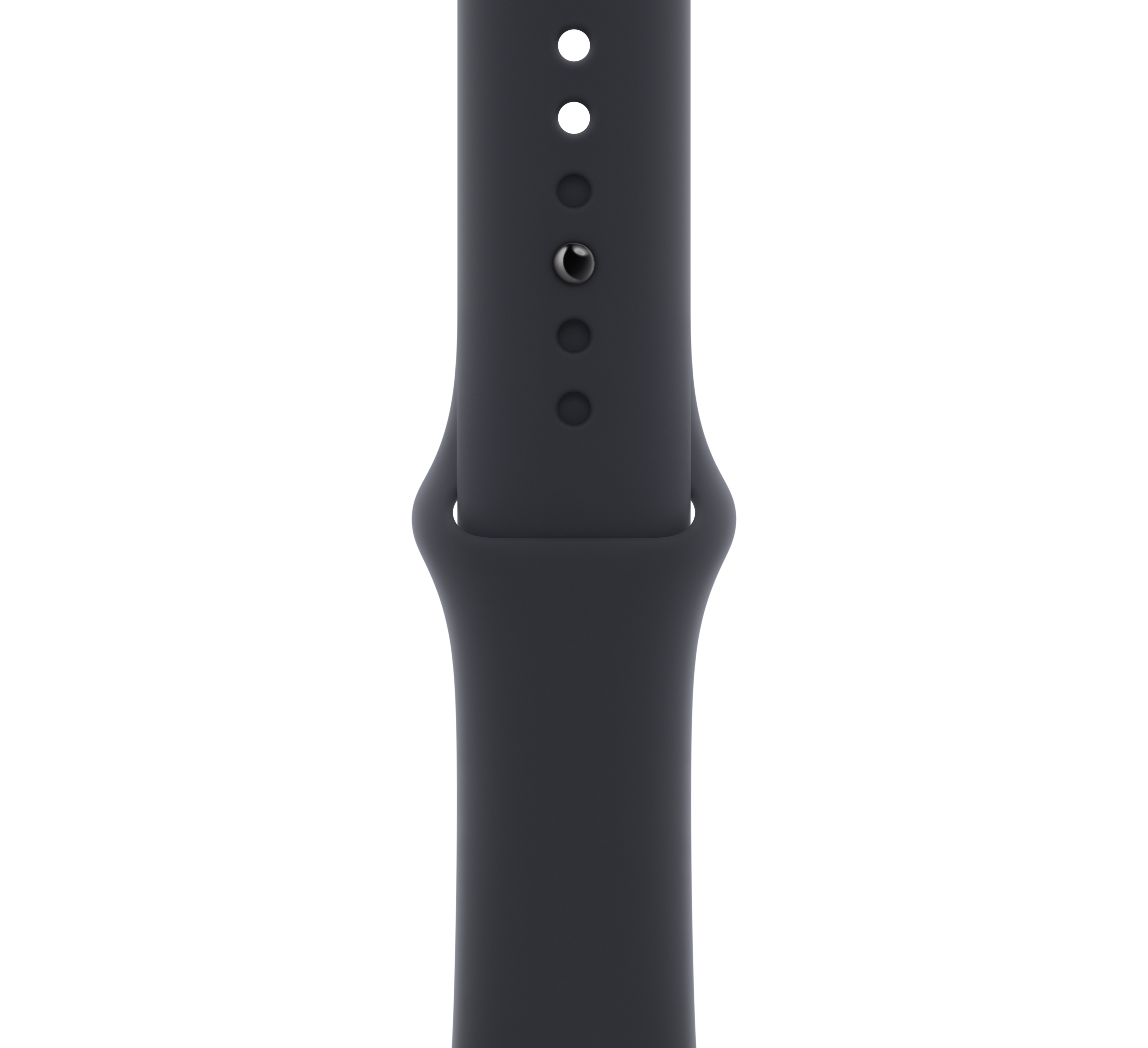 Una correa de Apple Watch gris oscuro con una vista de cerca.
