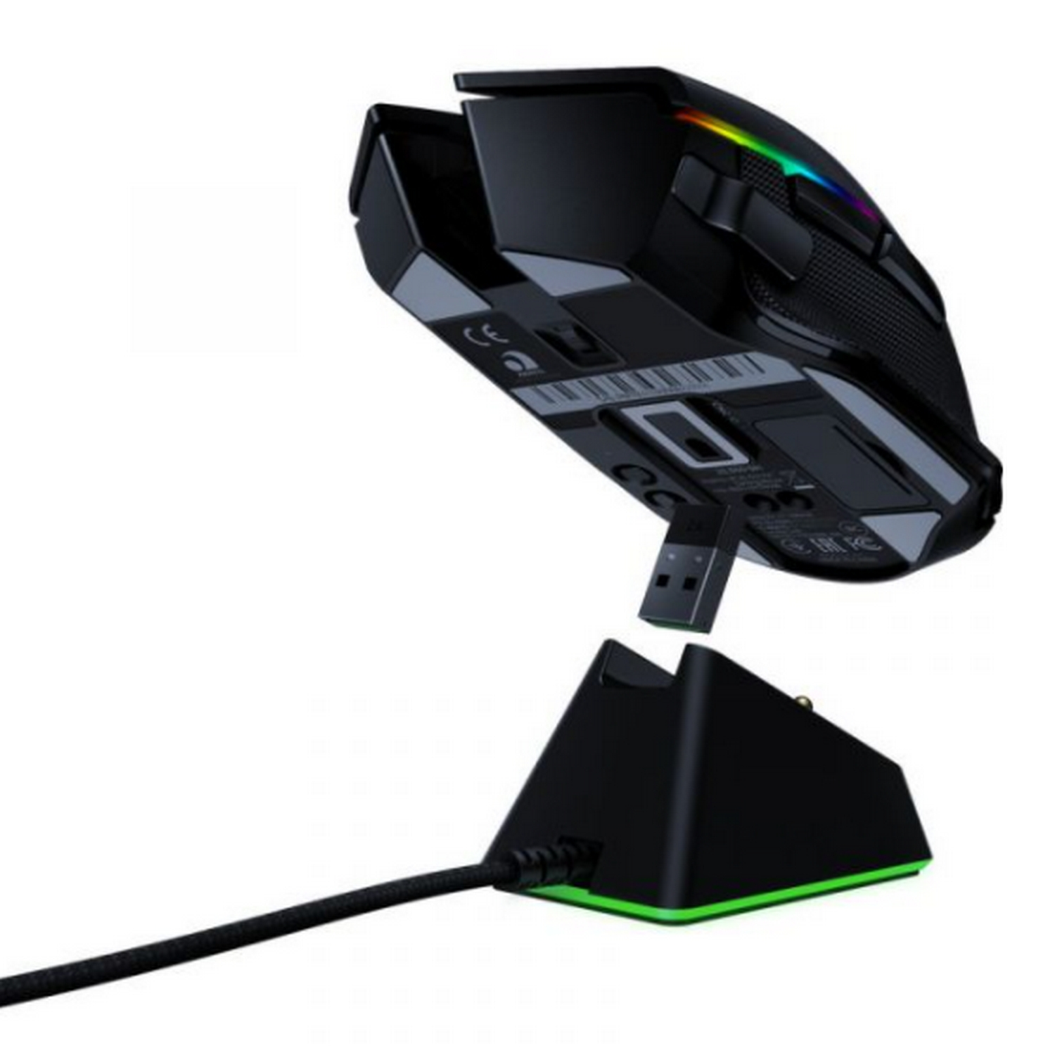 Ratón gaming - Razer Basilisk Ultimate, Inalámbrico, 20.000 ppp, 11 Teclas, USB, Autonomía 100 h, Negro