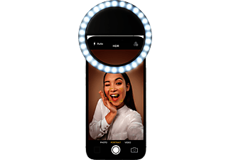 CELLULARLINE Selfie Ring Pocket - Luce anulare a LED (Nero)