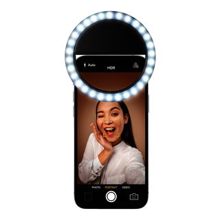 CELLULAR LINE Selfie Ring Pocket - Anneau lumineux à LED (Noir)