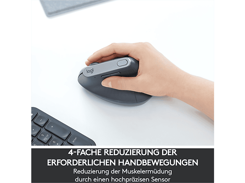 LOGITECH MX Vertical Ergonomische kabellose Maus, Bluetooth, Grafit — Foto 4 von 5